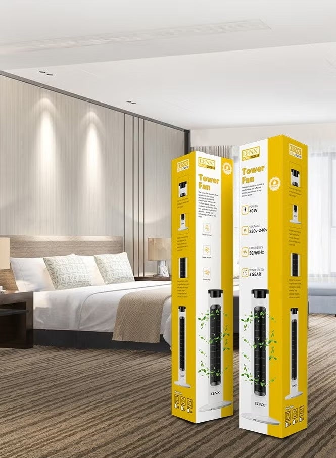 دينكس Bladeless Oscillating Tower Fan – Portable Quiet Standing Floor Fan with 3 Adjustable Speeds, 3 Cooling Modes, Energy-Efficient Vertical Air Cooler for Home & Office - Image 5