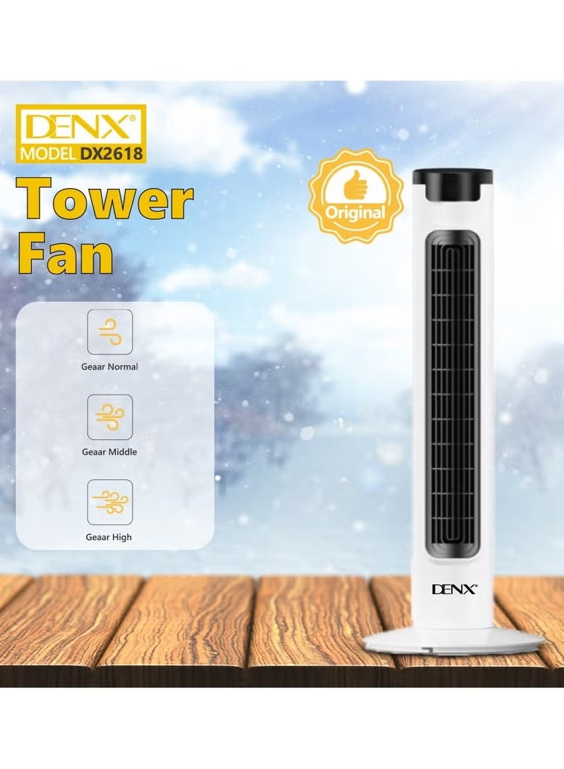 دينكس Bladeless Oscillating Tower Fan – Portable Quiet Standing Floor Fan with 3 Adjustable Speeds, 3 Cooling Modes, Energy-Efficient Vertical Air Cooler for Home & Office - Image 2