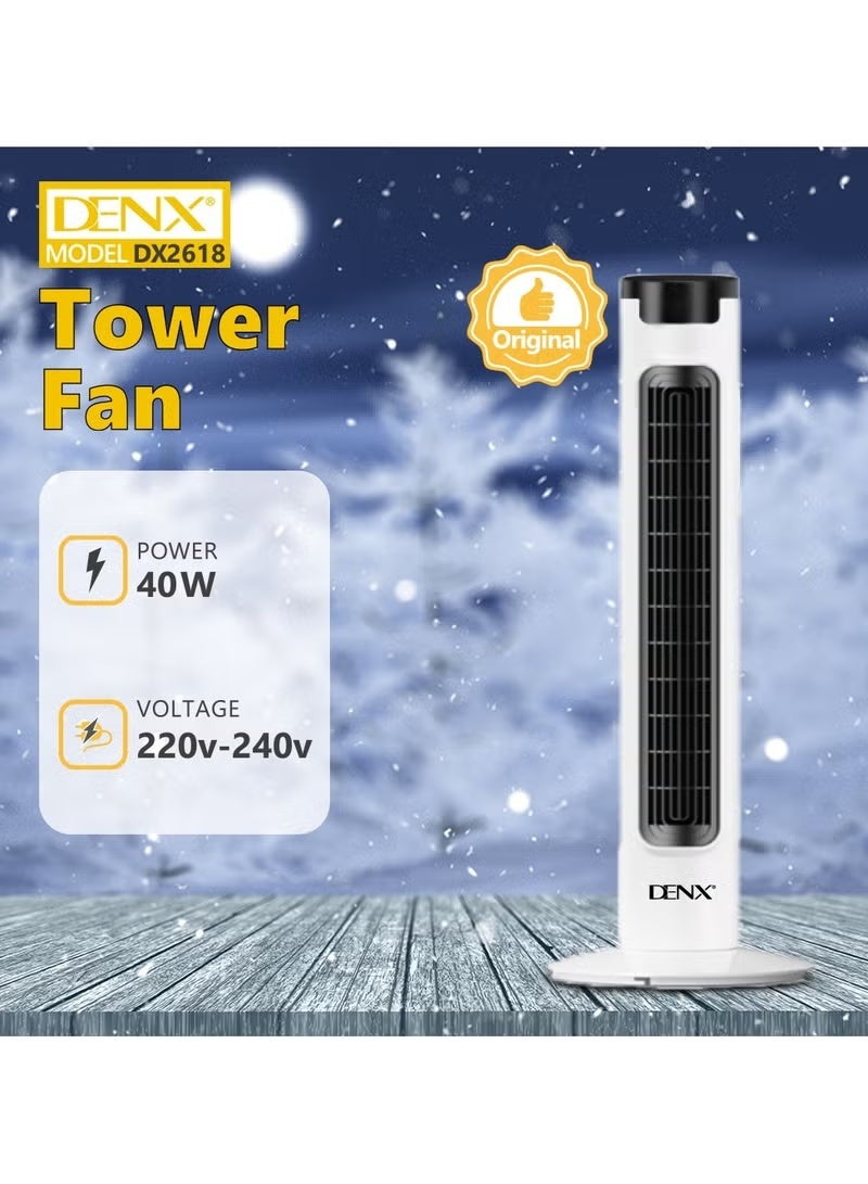 دينكس Bladeless Oscillating Tower Fan – Portable Quiet Standing Floor Fan with 3 Adjustable Speeds, 3 Cooling Modes, Energy-Efficient Vertical Air Cooler for Home & Office - Image 3