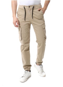 Andora Fly Zipper Button Cargo Pants_Beige  - Image 1