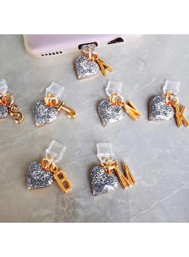 قابس غبار منفذ شاحن الهاتف على شكل قلب نوع C، تصميم رسالة حب فضية - Image 5