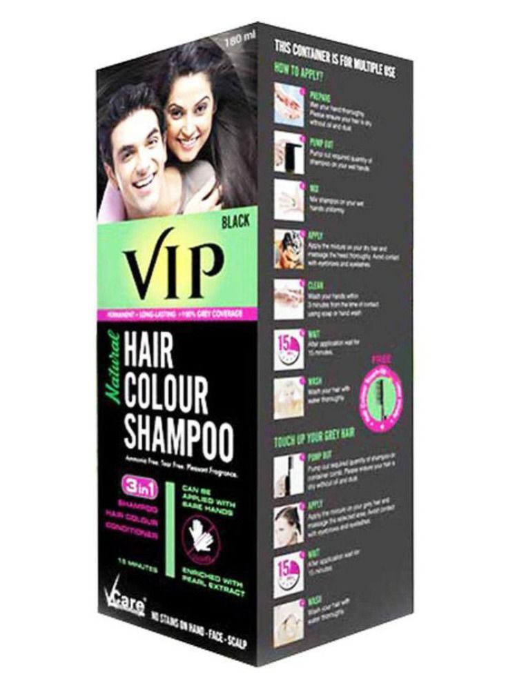 VIP Natural Hair Colour Shampoo Black 180ml - Image 2