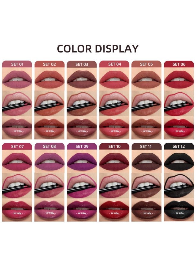 MAEPEOR All In One Lip Kit 3 In 1 Smooth Lipliner Lipgloss And Lipstick Set With Matte Velvet Liquid Lipstick Hydrating Moisturizing Lip Gloss And Creamy Lip Liner (Kit 12, Black Magic) - Image 4