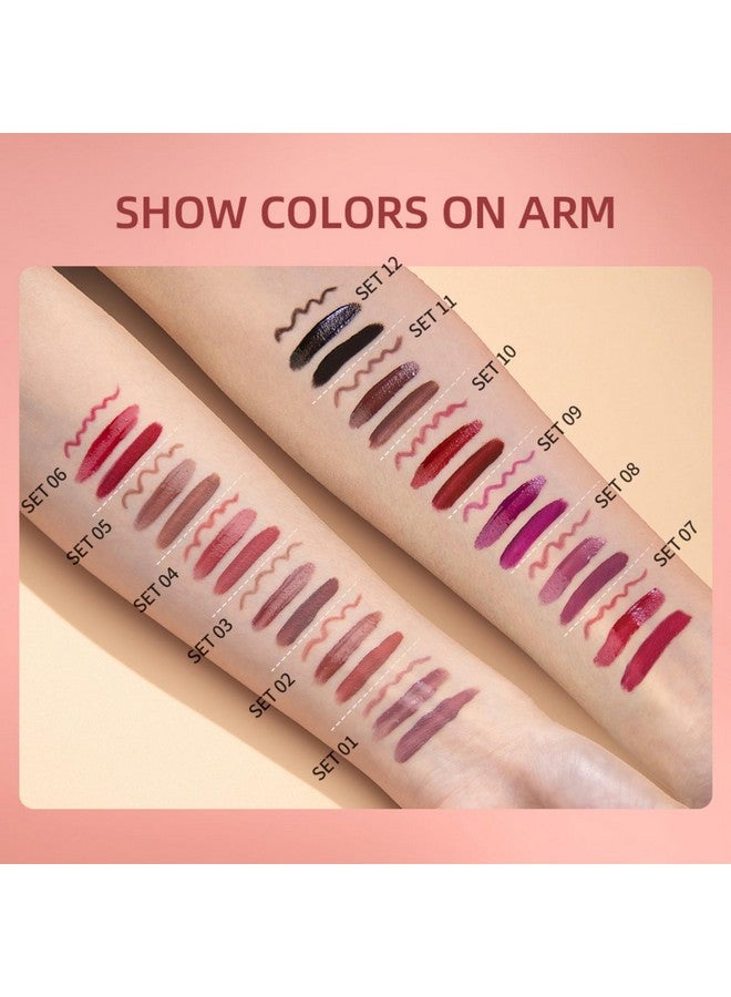 MAEPEOR All In One Lip Kit 3 In 1 Smooth Lipliner Lipgloss And Lipstick Set With Matte Velvet Liquid Lipstick Hydrating Moisturizing Lip Gloss And Creamy Lip Liner (Kit 12, Black Magic) - Image 3