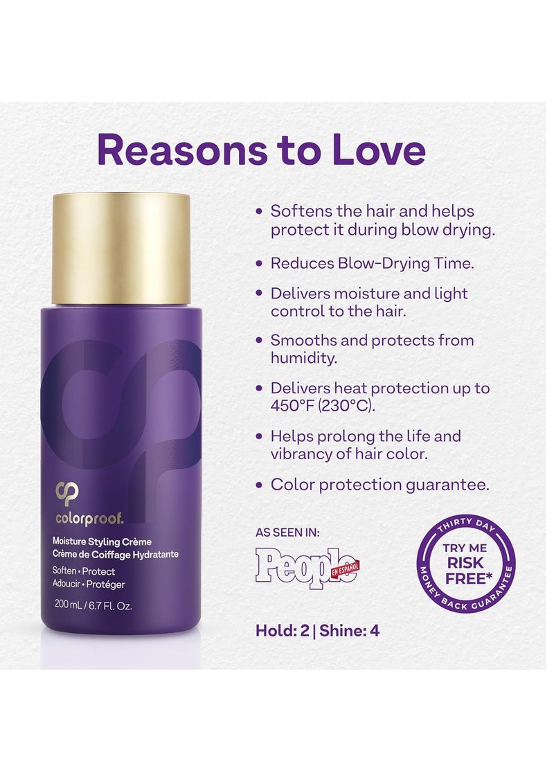 ColorProof - Colorproof Moisture Styling Crème 6.7FL. Oz. Leave-In Moisturizing Heat and Color Protection Cream for Smooth & Soft Finish, Gingered Amber Scent - Image 1