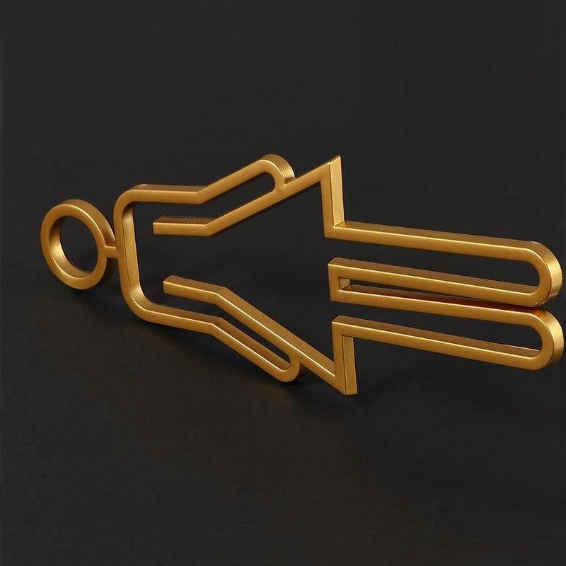 Pokinge Acrylic Adhesive Toilet Sign Men's and Women's Bathroom Wall Symbol 8.6 inch Gold Color Restroom Door Sign for Office Restaurant(silver) - Image 4