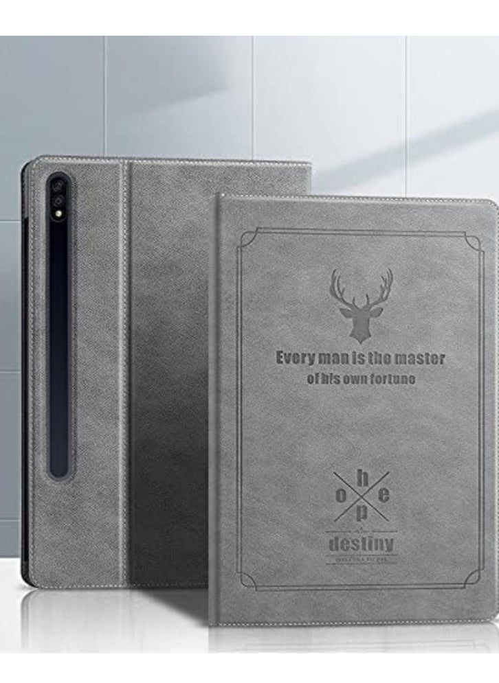 ماركة غير محددة - جراب Aramall لهاتف Samsung Galaxy Tab S8 Plus/Tab S7 FE/Galaxy Tab S7 Plus مقاس 12.4 بوصة إصدار 2020، مع خاصية النوم/الإيقاظ الذكية مع وظيفة القوس وغطاء واقٍ مضاد للسقوط (Tab S8 Plus/Tab S7 FE/S7 Plus، رمادي) - Image 1