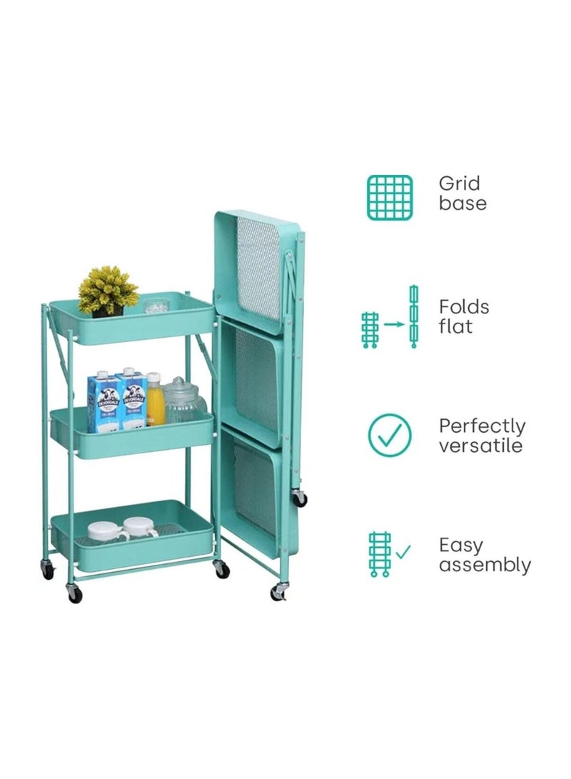 DARIYAH Installation-free Cart Portable Foldable Three-layer Rack for Kitchen and Bathroom Storage Organizer - Image 5