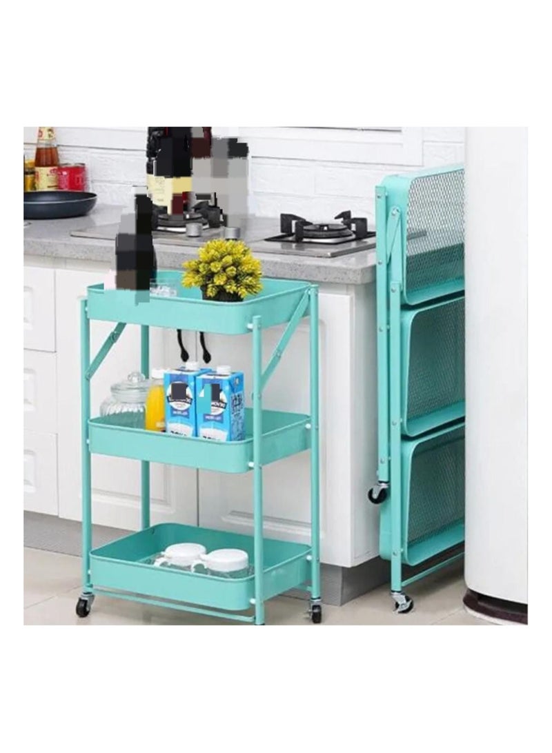 DARIYAH Installation-free Cart Portable Foldable Three-layer Rack for Kitchen and Bathroom Storage Organizer - Image 1