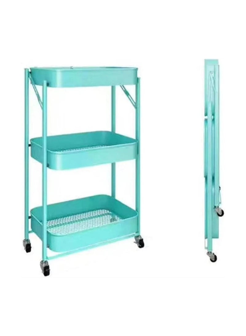 DARIYAH Installation-free Cart Portable Foldable Three-layer Rack for Kitchen and Bathroom Storage Organizer - Image 4
