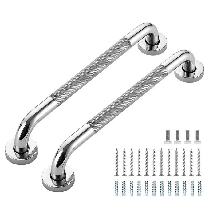 GRAB BARS FOR SHOWER 2 PACK 16INCH ANTI SLIP SHOWER HANDLES FOR ELDERLY SAFETY SHOWER GRAB BAR STAINLESS STEEL HANDICAP GRAB BARS FOR BATHROOM POLISHED NICKEL 1 DIAMETER