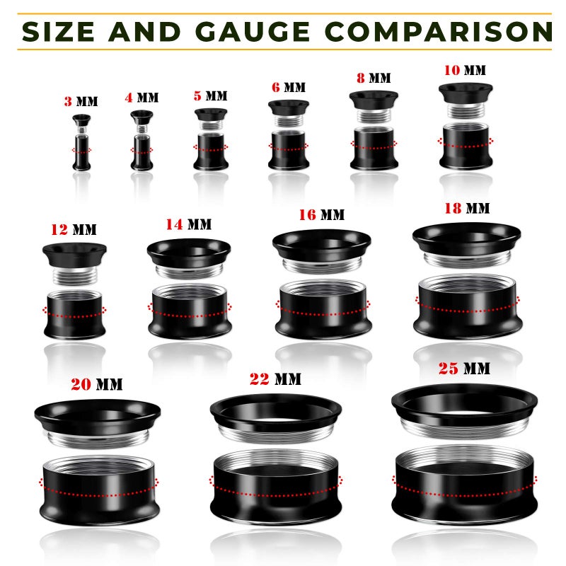 BIG GAUGES Pair of Black Anodized 8g Gauge 3mm Double Flared Screw Flesh Tunnel Plugs Piercing Jewelry Ear Stretcher Earring BGDFT 10672 - Image 4