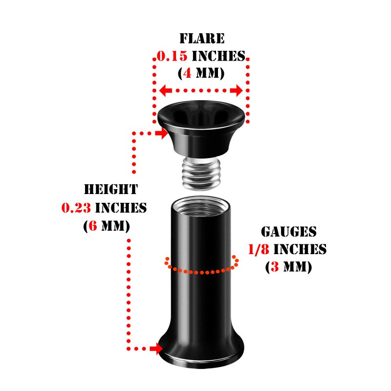 BIG GAUGES Pair of Black Anodized 8g Gauge 3mm Double Flared Screw Flesh Tunnel Plugs Piercing Jewelry Ear Stretcher Earring BGDFT 10672 - Image 2