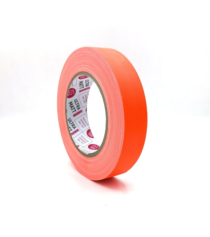 DGTAPE شريط غافر فلوريسنت برتقالي 1 بوصة × 30 ياردة | سهل التمزق باليد. طلاء LDPE بلمسة نهائية غير لامعة. علامة ultraMATT الأمريكية | غير عاكس. UV + نيون برتقالي (UMF25/25/O - 1in X 30yard) - Image 1
