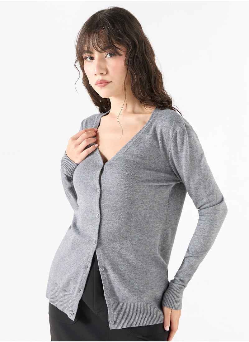 2Xtremz Solid V-Neck Cardigan with Long Sleeves and Button Closure - pzsku/Z1C171A9197E4DF599FB0Z/45/_/1738570023/f24de600-0877-48c9-90f6-54063d51b809