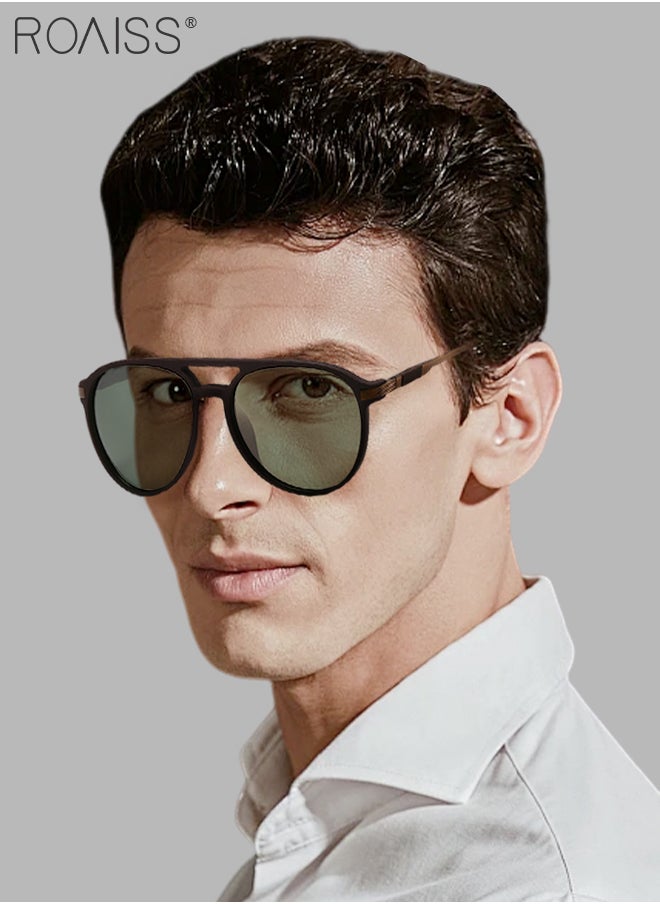roaiss - Aviator Polarized Sunglasses for Men, UV400 Protection Sun Glasses with Green Lens, Fashion Anti-Glare Sun Shades for Male Driving, Fishing, Traveling, 62mm - Image 1