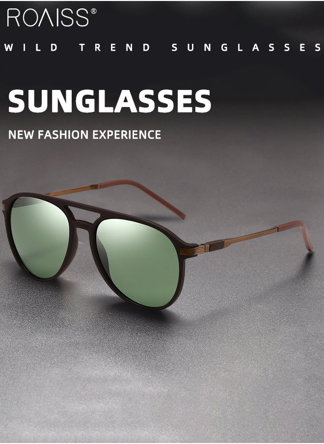 roaiss - Aviator Polarized Sunglasses for Men, UV400 Protection Sun Glasses with Green Lens, Fashion Anti-Glare Sun Shades for Male Driving, Fishing, Traveling, 62mm - Image 1