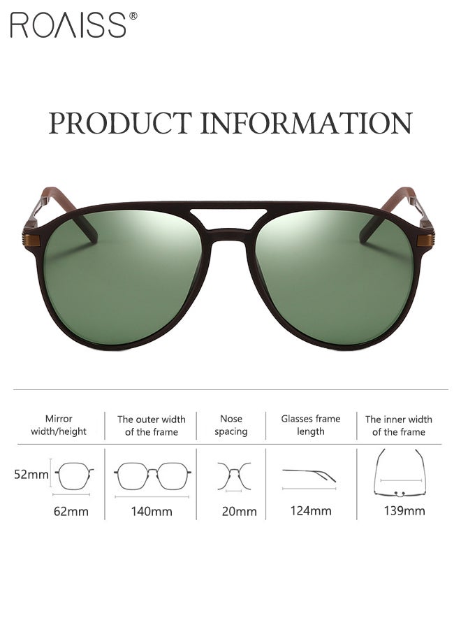 roaiss - Aviator Polarized Sunglasses for Men, UV400 Protection Sun Glasses with Green Lens, Fashion Anti-Glare Sun Shades for Male Driving, Fishing, Traveling, 62mm - Image 1