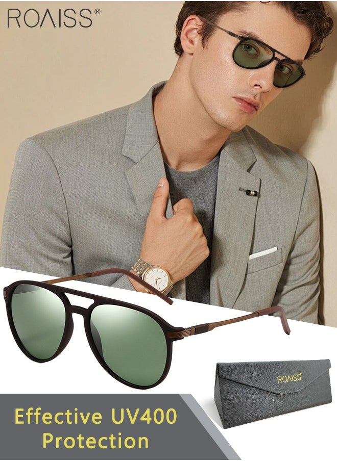 roaiss - Aviator Polarized Sunglasses for Men, UV400 Protection Sun Glasses with Green Lens, Fashion Anti-Glare Sun Shades for Male Driving, Fishing, Traveling, 62mm - Image 1