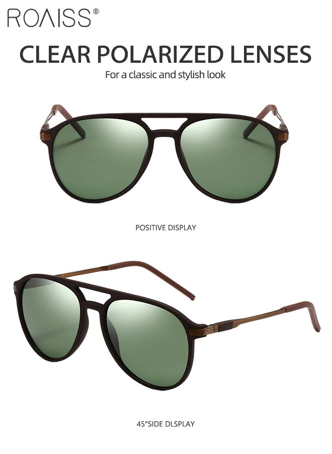 roaiss - Aviator Polarized Sunglasses for Men, UV400 Protection Sun Glasses with Green Lens, Fashion Anti-Glare Sun Shades for Male Driving, Fishing, Traveling, 62mm - Image 1