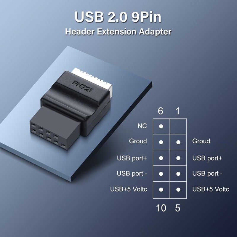SinLoon USB 20 9Pin to TypeE Motherboard Header Extension Adapter USB 20 9Pin Female to Type E Female Front Connector Converter Front Panel Adapter - Image 4