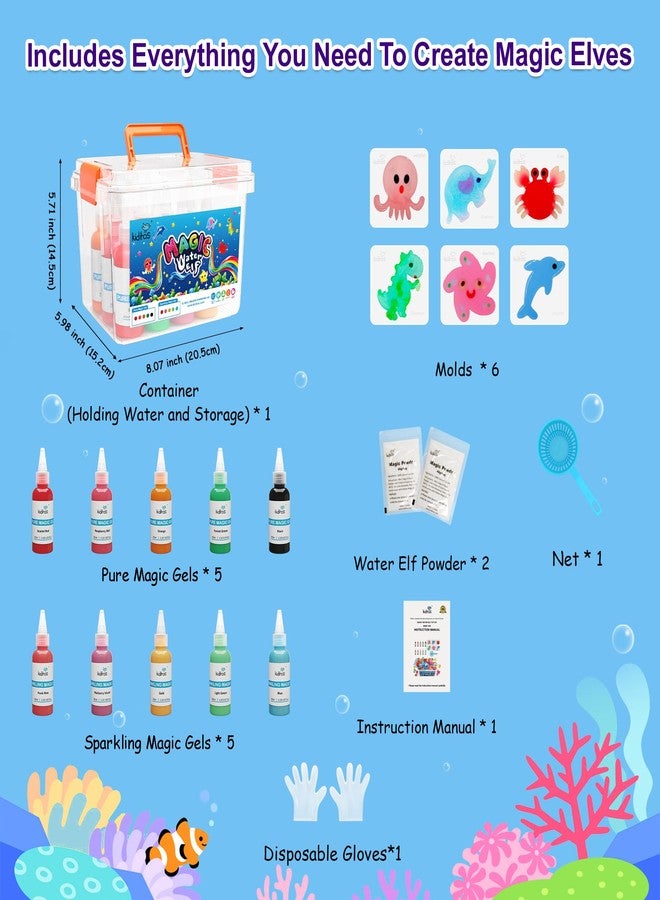 Kiditos Magic Water Elf Toy Kit-Squishies for Kids, 10 Gels & 6 Molds, Magic Gel Water Pets Sensory Toy, Fun DIY Craft Kit, Party Favors, Birthday & Christmas Gifts for Kids Ages 3+ - Image 4