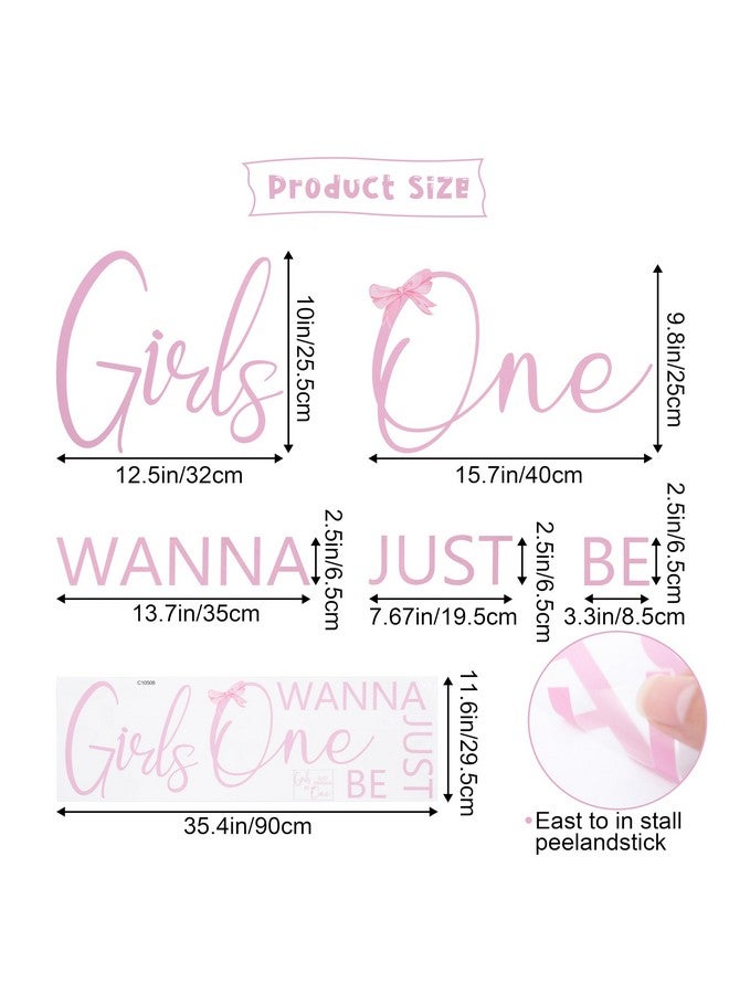 Agkvw Girls Just Wanna Be One Decal Sign for Backdrop - Pink Bow Girls First Birthday Party Decal, Girls 1st Birthday Party Decor, Girls 1st Birthday Decal for Balloon Arch - Image 2