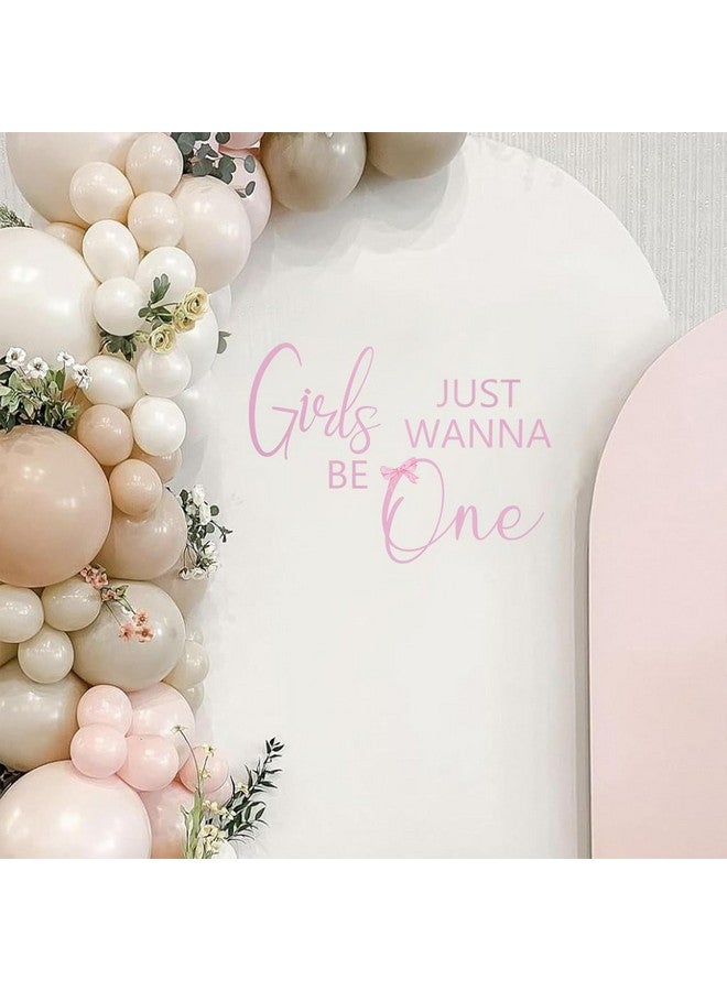 Agkvw Girls Just Wanna Be One Decal Sign for Backdrop - Pink Bow Girls First Birthday Party Decal, Girls 1st Birthday Party Decor, Girls 1st Birthday Decal for Balloon Arch - Image 3