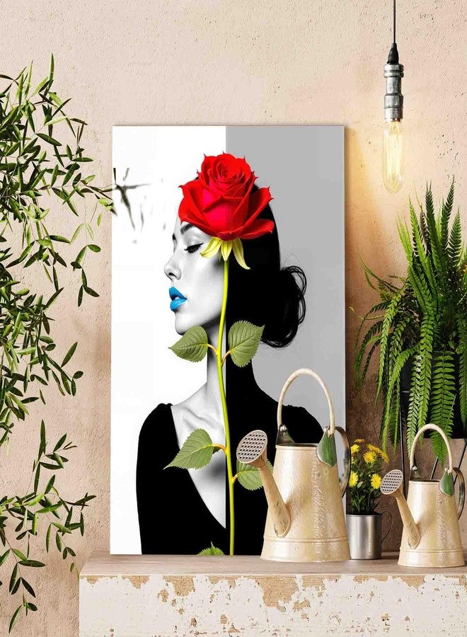 Aihonmin Abstract Women Blue Lips Oil Paint by Number for Adults rose DIY Paint by Numbers for Beginner Kids Canvas for Black and White Symmetrical Pictures Painting Art Crafts Home decoration(without Frame) - Image 2