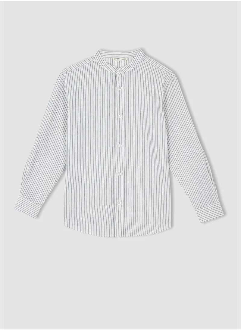 DeFacto Regular Fit Long Sleeve Striped Poplin Shirt