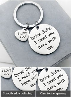 Generic Car Keychain Birthday Gifts for Boyfriend Husband Love Keychain Valentines Gifts for Wife Girlfriend Anniversary Present,''drive safe i need you here with me'' Key Chain  - Image 2