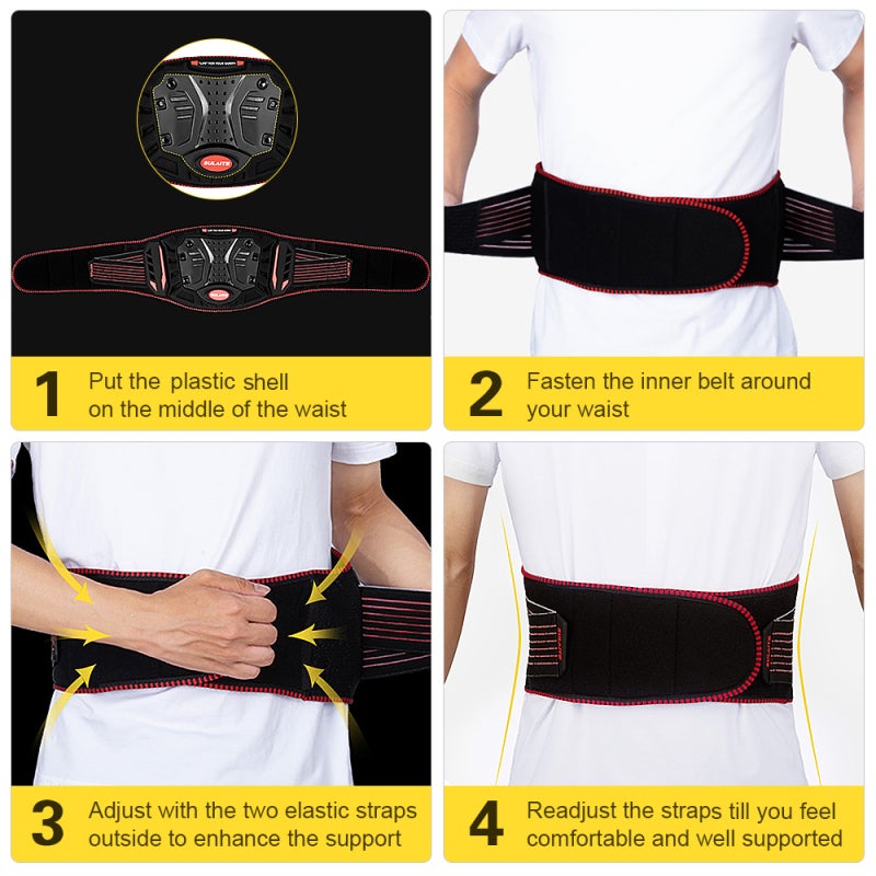 Sulaite Waist Belt: S-M Red - Shock Absorbing Hard Shell & EVA Foam Pad, TPU Flank Guard, Adjustable Double Belts - Waist Protection Belt for Long-Time Motorcycling, Men And Women - Image 2