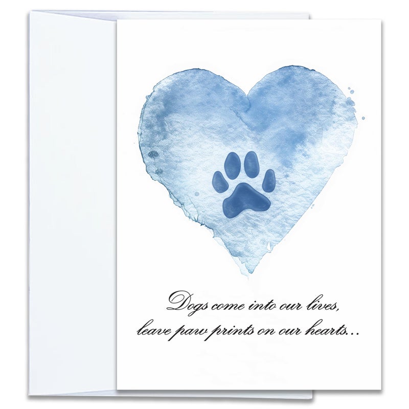 Hat Acrobat Loss of Dog Card - 5 x 7 inch Pet Loss Sympathy Card with Envelope, Dog Sympathy Cards for Beloved Pets to Send Out Your Condolences (BluePaw) - Image 1