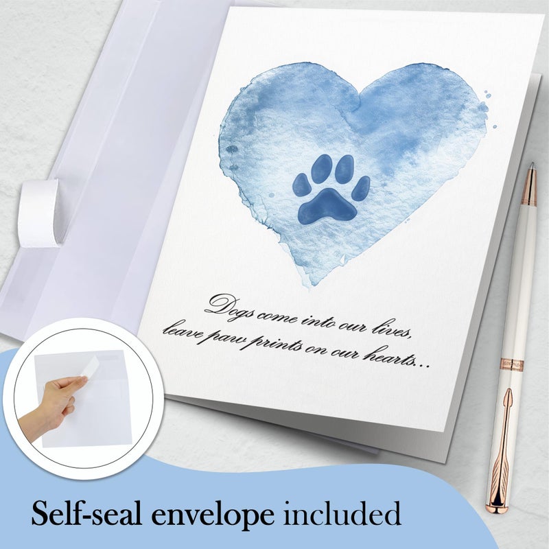 Hat Acrobat Loss of Dog Card - 5 x 7 inch Pet Loss Sympathy Card with Envelope, Dog Sympathy Cards for Beloved Pets to Send Out Your Condolences (BluePaw) - Image 3