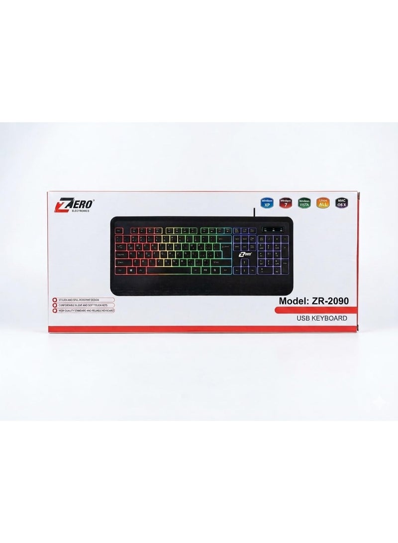zeru 104-Key Wired RGB Gaming Keyboard – Arabic/English Keyboard with Color Backlighting – USB Plug & Play – Spill Resistant – Suitable for PC and Laptop for Gaming and Work - Image 4
