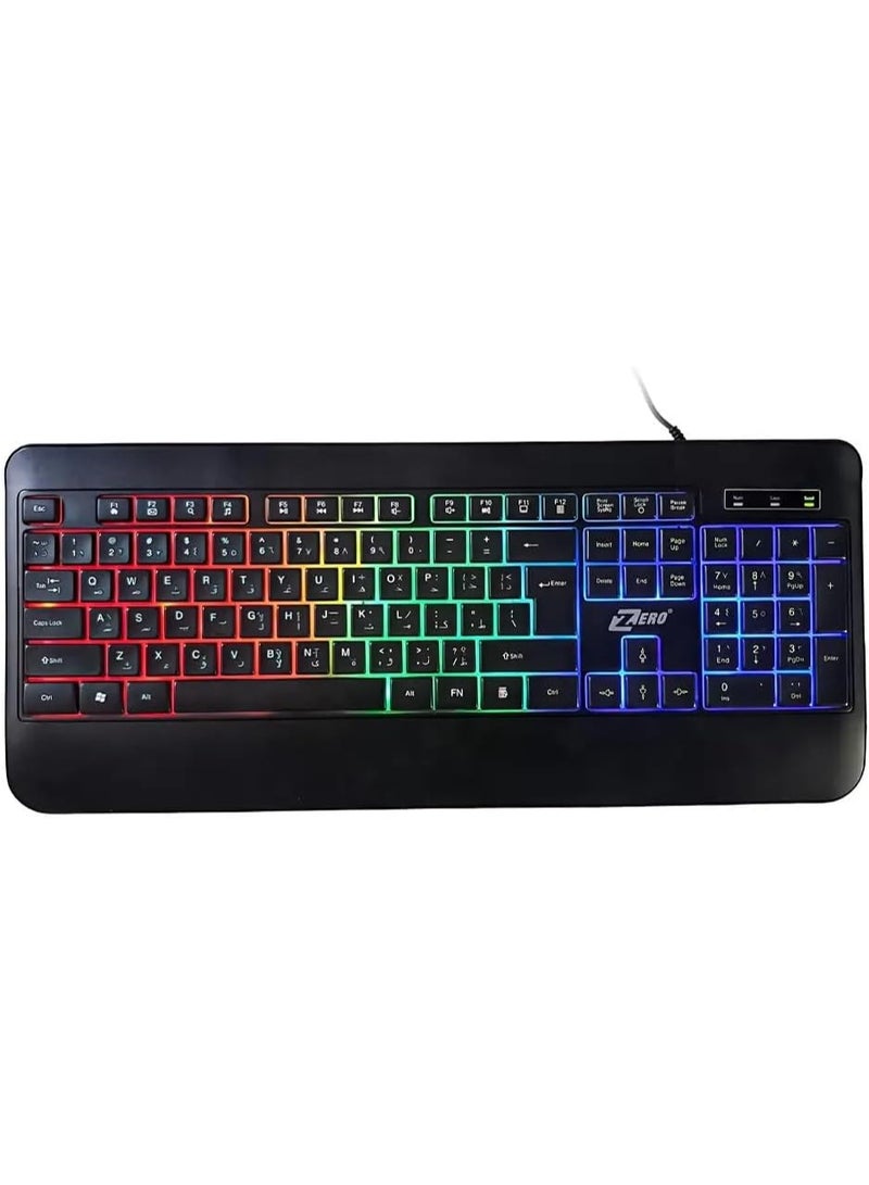 zeru 104-Key Wired RGB Gaming Keyboard – Arabic/English Keyboard with Color Backlighting – USB Plug & Play – Spill Resistant – Suitable for PC and Laptop for Gaming and Work - Image 2