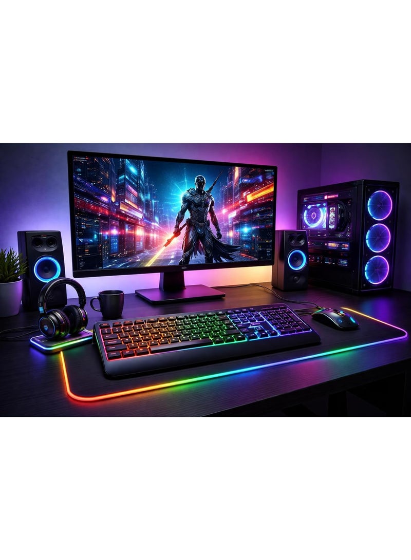 zeru 104-Key Wired RGB Gaming Keyboard – Arabic/English Keyboard with Color Backlighting – USB Plug & Play – Spill Resistant – Suitable for PC and Laptop for Gaming and Work - Image 1