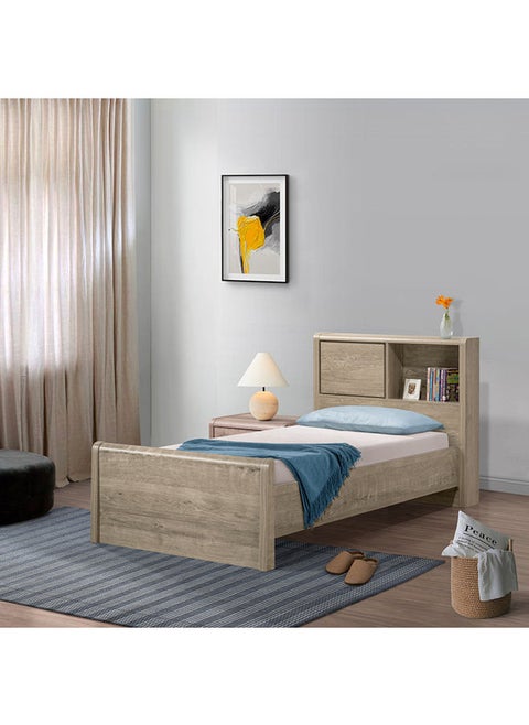 Curvy Plus Single Bed With Headboard Storage 103.3 x 100 x 227.2 cm, Mattress Size - 90x200cm