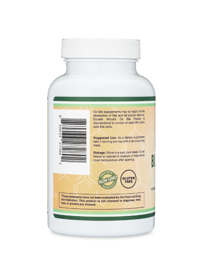 Ox Bile Supplement for No Gallbladder (1,000mg Per Serving, 500mg per Capsule, 120 Capsules) Standardized to 45% Cholic Acid Bile Salts to Help Address Bile Salt Deficiencies by Double Wood - Image 4