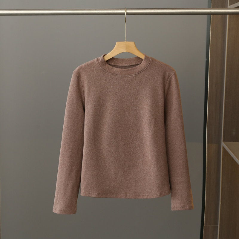 Double-Sided Velvet Half Turtleneck Inner Long-Sleeved T-Shirt Women'S De Velvet Heating Warm Top Plus Size All-Match Bottoming Shirt - Image 4