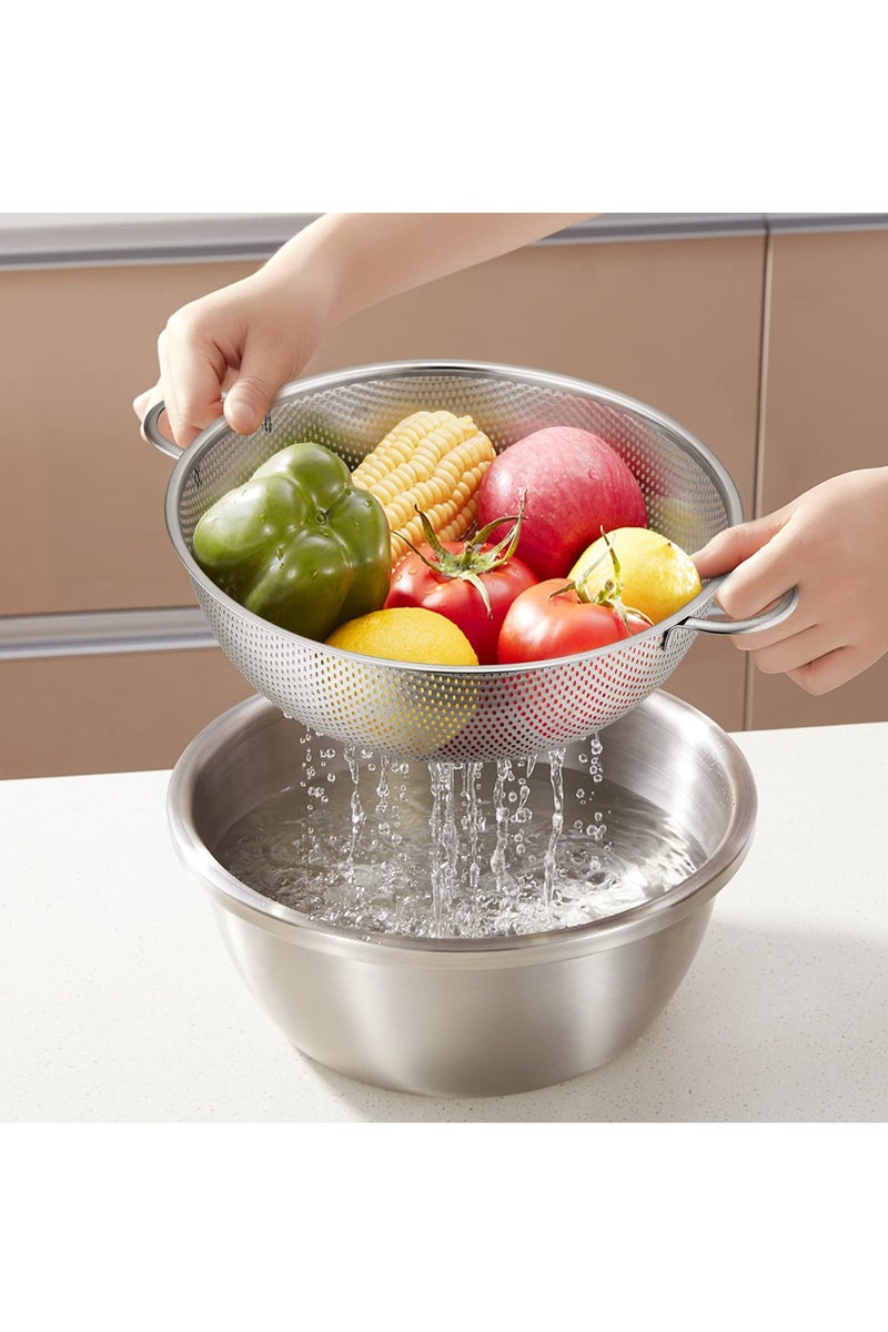 زيريفام مجموعة مصافي ZERIFAM المصنوعة من الفولاذ المقاوم للصدأ، مصفاة معدنية دقيقة المسام مكونة من 3 قطع مع مقابض، متينة وآمنة للاستخدام في غسالة الأطباق، مثالية لغسل الخضروات وتصفية المكونات. - Image 5