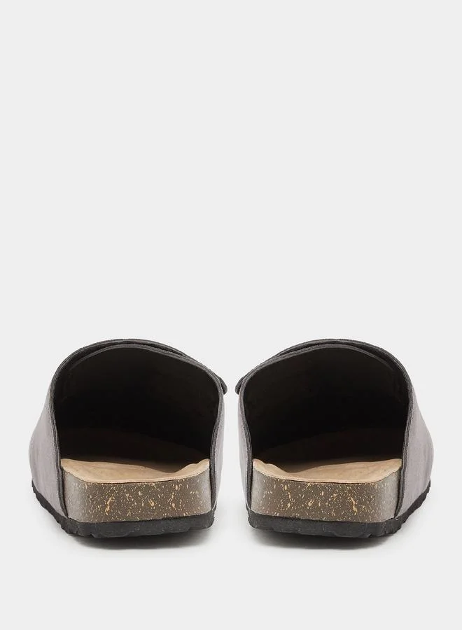 Styli Styli Plain Velcro Detail Faux Suede Clog Sandals