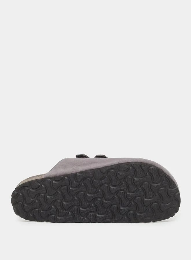 Styli Styli Plain Velcro Detail Faux Suede Clog Sandals