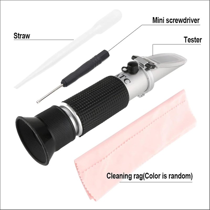 Refractometer, Refractometer Sugar Meter Salinity Nacl Tester Portable Saccharimeter Brix 0-32% Salinity 0-28% Handheld Hydrometer for Fruit, Homebrewing, Juice, Vegetables - Image 4