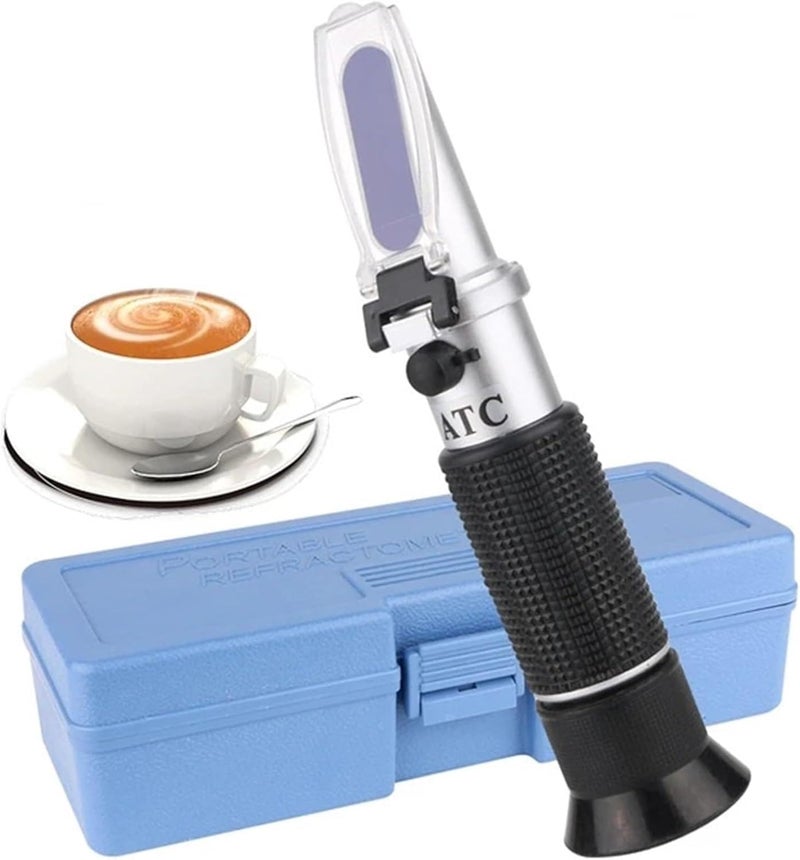 Refractometer, Refractometer Sugar Meter Salinity Nacl Tester Portable Saccharimeter Brix 0-32% Salinity 0-28% Handheld Hydrometer for Fruit, Homebrewing, Juice, Vegetables - Image 1