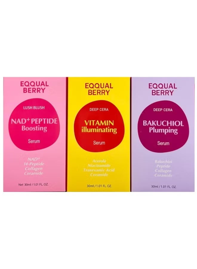 إيكوالبيري مجموعة إيكوالبيري سيروم العناية بالبشرة فيتامين إيلوميناتينج وباكوتشيول وإكوالبيري إن أيه دي+ المعزز للببتيد