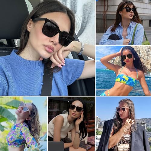 Fozono Large Square Sunglasses Trendy Polarized Sunglasses for Women Men Classic Retro Style UV400 Protection Brown - Image 2