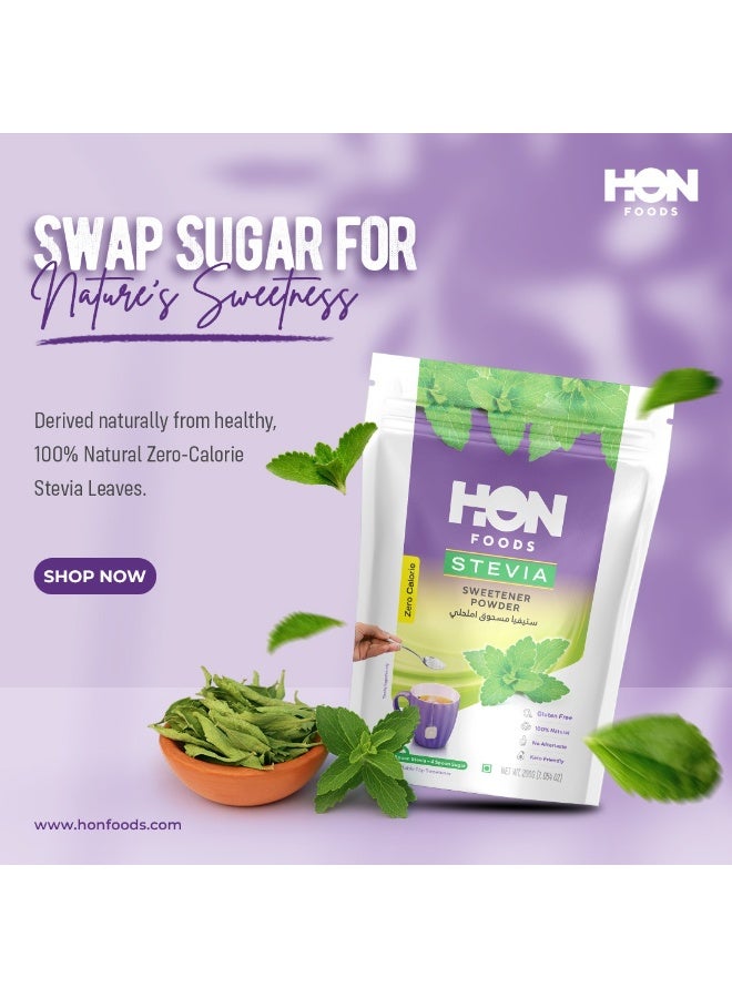 HON FOODS Stevia Sweetener Powder |100% Plant based Natural Sweetener | 100% Natural Stevia leaves | 200 gm Pack - Image 3