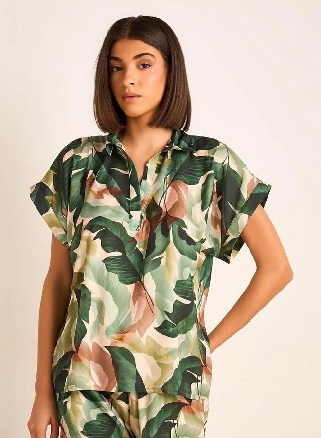 أدريا طقم بيجاما بلوزة وسروال واسع