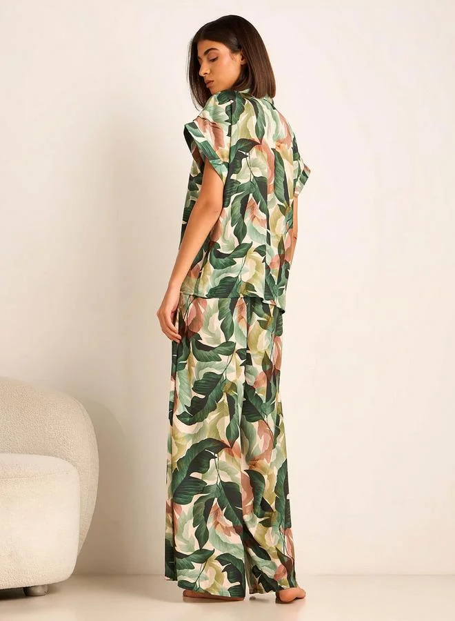 Aadaraya  Pyjama Set Top & Wide Leg Bottom for Women | Best Price UAE